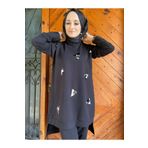 AYSUN AYDEMİR üçgen payet detaylı siyah tasarım tesettür eşofman takımı