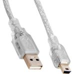 Ayt USB 2.0 Şeffaf USB 5 Metre Mini 5 Pin Kablo Oto Navigasyon Araç Kamera Şarj Kablosu