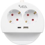 Ayt Vea VE-G1102C 2'li Telefon Standlı Tutacaklı Priz USB Li Type-C Girişli Uzatma Kablosu 1.5 Metre