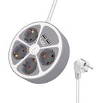Ayt Vea VE-G604YU 4 Lü Grup Priz 1.5 Metre Uzatma Kablosu USB Li Yuvarlak 3680 Watt 16 Amper Destekli Isınmaz Priz