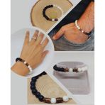 Aytaşı & Oniks Taşı 8mm Unisex Tasarım Bileklik Hawaii Model (9336)