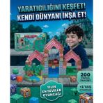 Aytel Minecraft Tarzı Manyetik Bloklar - 200 Parça Büyük Boy Eğitici Oyuncak Seti 3+ Yaş Çocuklar Için - Çok Renkli