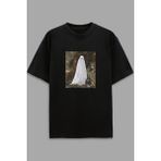 AyveGa Ghost Oversize T-Shirt Erkekler İçin Siyah %100 Pamuklu Rahat Tasarım