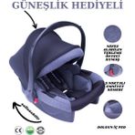 Ayvella Yeni Güneşlikli Lüx Pedli Emniyet Kemerli Taşıma Puseti Ana Kucağı Oto Koltuğuna Sabitlenir - Antrasit