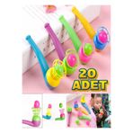 Ayver 20 Adet Saksafon Pipet Top Üfleme Oyunu Popit Eğitici Oyuncak