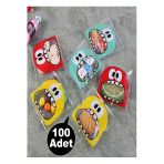 Ayver Canavar Desenli Bantlı Şeffaf Poşet Hediyelik Kendinden Yapışkanlı Jelatin 10x15cm 100 Adet