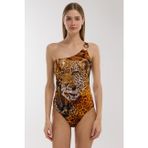 AYYILDIZ 5205-E425 Ayyıldız 5205 Leopar Desenli Tek Omuz Mayo