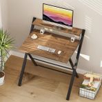 Ayz Bodo Metal Ayaklı Laptop Masası Katlanır Çalışma Masası Raflı Masa Katlanır Laptop Sehpası Siyah - Çam - Siyah - Ahşap - 70x52