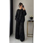 ayz collection Modal Kumaş Oversize Yüksek Bel Bol Paça Taş Detaylı Sweatshirt Pantolon 2 li Takımı