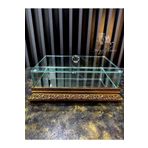 AYZ HOME İsteme Söz Nişan Çikolata Çeyiz Kutusu 20*30 Ahşap Işlemeli Cam Kutu Gold