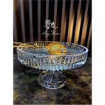 Ayz Home Kesme Kristal Ayaklı Sunum Kasesi-Kurabiyelik-Pasta Standı-Salata Kasesi - 1 Adet