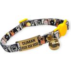 Ayz Markalama Gold Güvenlik Kilitli Kedi Tasması, Isimli Kedi Tasması, Kedi Isimlik, Kedi Künyesi, Safety Click Tasma, Sallanmayan Künye - Sarı - Siyah