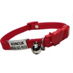 Ayz Markalama Güvenlik Kilitli Isimli Kedi Tasması, Isimlikli Kedi Tasması, Sallanmayan Kedi Künyesi, Safety Click Tasma - Kırmızı - Orta Boy