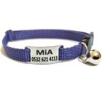 Ayz Markalama Güvenlik Kilitli Isimli Kedi Tasması, Sallanmayan Isimlik, Kedi Künyesi, Kedi Isimlik, Safety Click Tasma,köpek Tasması,köpek Isimlik - Küçük Boy - Lila