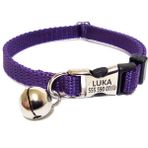 Ayz Markalama Metal Kilitli Kedi Tasması, Isimli Kedi Tasması, Kedi Isimlik, Kedi Künyesi, Isimli Köpek Tasması, Köpek Isimlik - Küçük Boy - Mor