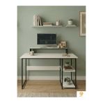 AYZ Raflı Çalışma Masası Bilgisayar Masası Laptop Masası Öğrenci Ders Ofis Home Office Metal Ayaklı Geniş Kitaplıklı Vienna 60x120 cm Siyah-Beyaz