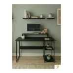 Ayz Raflı Çalışma Masası Bilgisayar Masası Laptop Masası Öğrenci Ders Ofis Home Office Metal Ayaklı Geniş Kitaplıklı Vienna 60X120 Cm Siyah- Siyah