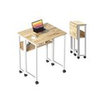 Ayz Sidney Kitaplık Raflı Katlanır Masa 70 Cm Tekerli Bilgisayar Masası Laptop Masası Atlantik Çam