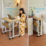 Ayz Sidney Kitaplık Raflı Katlanır Masa 70cm Tekerli Bilgisayar Masası Laptop Masası Beyaz Çam - Beyaz - Atlantik Çam - 72X50