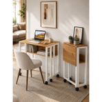 Ayz Sidney Kitaplık Raflı Katlanır Masa 70cm Tekerli Bilgisayar Masası Laptop Masası Beyaz Çam - Beyaz - Atlantik Çam - 72X50