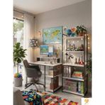 Ayz Vien 2 Raflı Çalışma Masası 5 Raflı Kitaplık Monitör Yükseltici Set Kitaplıklı Ofis Masası Siyah-Beyaz - 120x60 - Siyah - Beyaz