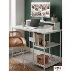 Ayz Viena 60x120cm 2 Raflı Metal Ayak Çalışma Masası Beyaz - Beyaz Siyah