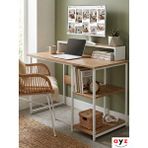 Ayz Viena 60x120cm 2 Raflı Metal Ayak Çalışma Masası Beyaz - Çam