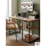 Ayz Viena 60x120cm 2 Raflı Metal Ayak Çalışma Masası Siyah - Atlantik Çam