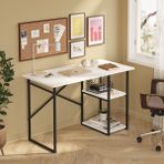 Ayz Vienna 2 Raflı Metal Ayak Çalışma Masası Laptop Masası Bilgisayar Masası 60X120CM Beyaz - Siyah - 120x60