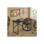 AYZ Vienna 2 Raflı Metal Ayak Çalışma Masası Laptop Masası Bilgisayar Masası 60x120cm Siyah- Siyah