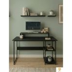 Ayz Vienna 60X120CM 2 Raflı Metal Ayak Çalışma Masası Laptop Masası Bilgisayar Masası Siyah- Siyah - 60 x 120 cm