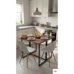 Ayz Vorkır 2 Katlanır Çalışma Masası Yemek Masası Mutfak Masası Balkon Masası Siyah - Çam - 90 x 80