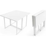 Ayz Workcomo Katlanır Çalışma Masası Yemek Masası Mutfak Masası Balkon Masası Beyaz/beyaz - 91x80
