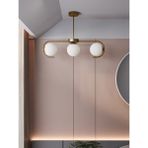 Ayza Modern Eskitme Metal Beyaz 3'lü Cam Küre Avize | Tavan Aydınlatma Avize Modeli - Eskitme - Beyaz
