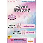 Ayza Tasarım Isme Özel Okul Etiketi Kalem Defter Etiketi Sticker Kız Çocuk Unicorn Figürlü Isim Etiketi - Çok Renkli