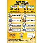 Ayza Tasarım İsme Özel Su Geçirmez Okul Etiketi Sticker Kişiye Özel Arabalı İsim Etiketi Kırtasiye Malzemeleri - Çok Renkli