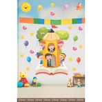 Ayza Tasarım Kalem Ağacı Kitap ve Çocuklar Okul Posteri Anaokulu Anasınıfı Kreş Çocuk Odası Duvar Sticker - 100 x 50 cm - Renkli