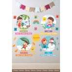 Ayza Tasarım Mevsimler 4 Mevsim Çocuklar Okul Posteri Anaokulu Anasınıfı Kreş Çocuk Odası Duvar Sticker - 100 x 50 cm - Renkli