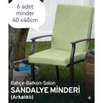 Ayzen Home 6 Adet 40X40CM Bahçe ve Salon Için Arkalıklı Bağcıklı Sandalye Minderi - 40 x 40 x 3 cm - Açık Yeşil