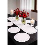 Ayzen Home Duck Kumastan Fırfırlı Runner ve Fırfırlı Supla Takımı 6 Olı ve 8 Li Secenekli - 38 x 38 - Açık Beyaz