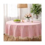 Ayzen Home Püskül Detaylı Su Itme Özelliğine Sahip Duck Kumastan Masa Örtüsü Pudra Renginde ve Değişik Ölçülerde - 180 x 180 cm