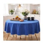 Ayzen Home Püskül Detaylı Su Itme Özelliğine Sahip Duck Kumastan Yuvarlak Masa Örtüsü 6 Farklı Ölçüde. (Özel Ölçü Alınır) - Saks Mavi - 180 x 180 cm