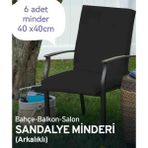 Ayzen Home siyah 6 Adet 40X40CM Bahce, Salon Sandalyeleri Için Arkalıklı Bağcıklı Sandalye Minderi