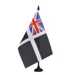 AZ FLAG - Cornish Tabela Masa Bayrağı 21 x 14 cm - Cornwall İlçesi Küçük Bayrak - Ofis İngiltere 25 cm Basamaklı ve Siyah Plastik Tabanlı %100 Polyester