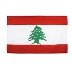 AZ FLAG Lübnan bayrağı, 150 x 90 cm, 4 delikli, balkon veya duvar için Lübnan bayrağı