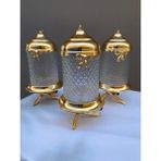 Azade Bakır Ayaklı Lux Kristal Kavanoz Set - Gold - 999 ml - 1 Adet