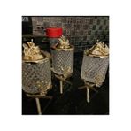 AZADE BAKIR GOLD PİRİNÇ JAPONGÜL KRİSTAL CAM KAVANOZ 3’LÜ SET