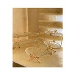 Azade Home Gold Pirinç Japongül İki Katlı Kahvaltılık, İki Katlı Cam Sunum Ve Tekli Cam Sunum 3’ Set
