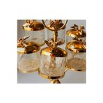 Azade Home Gold Pirinç Japongül Midi Çatlak Cam Zikzak 6’Lı Baharatlık