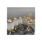Azade Home Gold Pirinç Mini Kristal Beyaz Cam 3’Lü Kavanoz Ve Zikzak 6’Lı Porselen Baharatlık 2’Lı Set